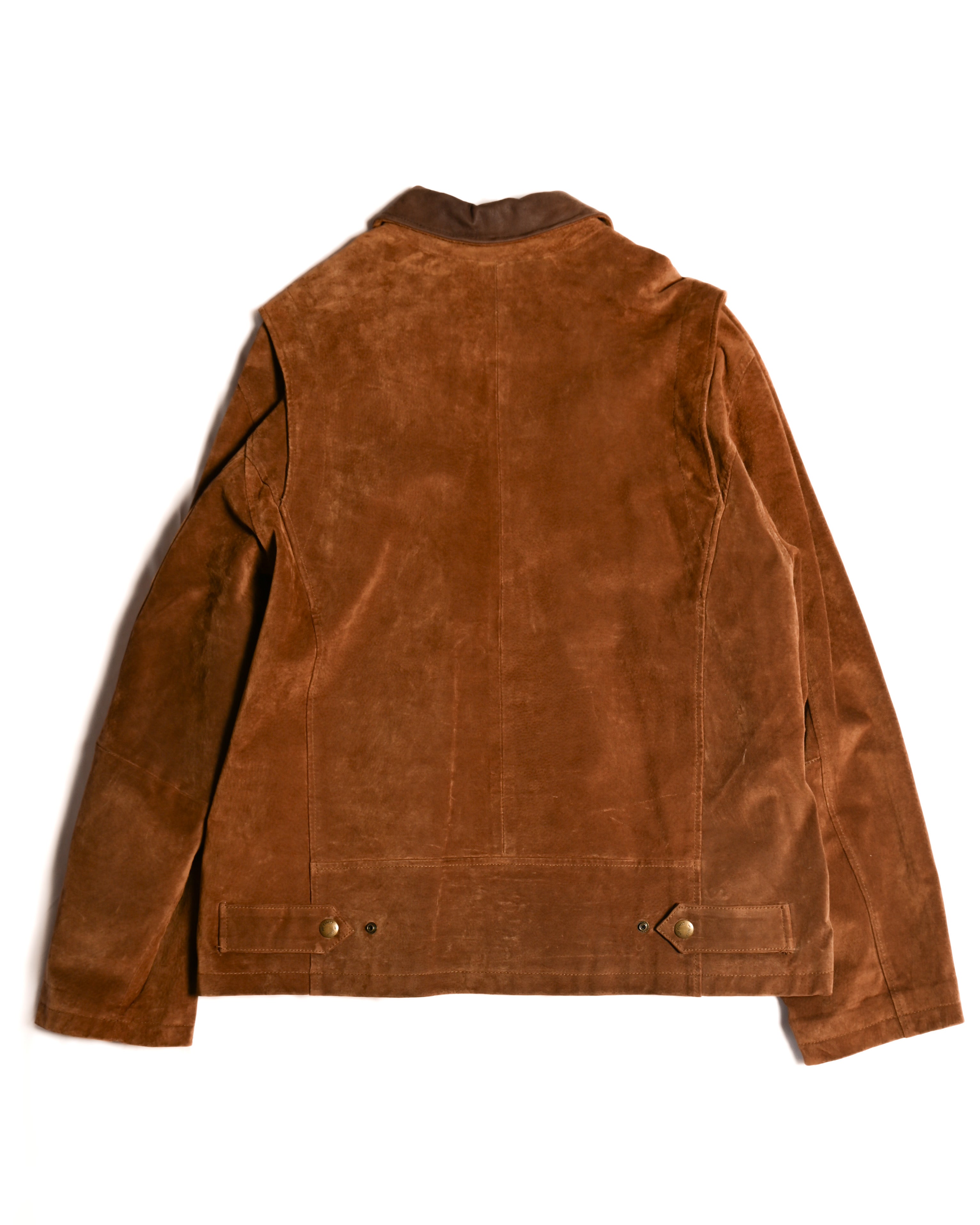 VINTAGE / Oversized Contrast Collar Suede Leather Jacket Light Brown