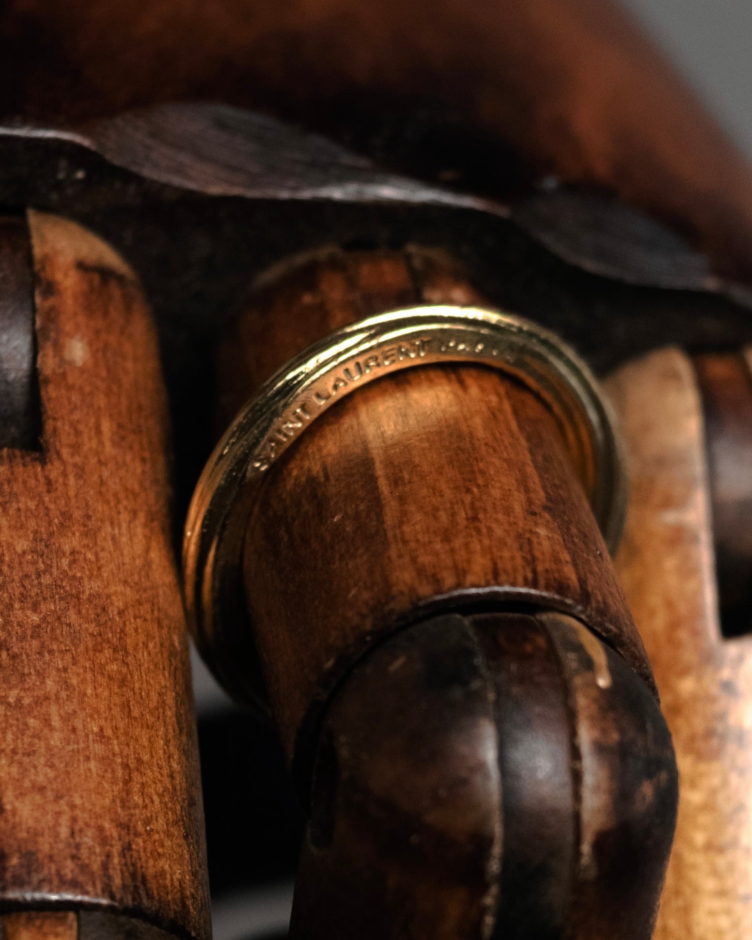 “SAINT LAURENT” Post-2012 twisted minimalist metal ring