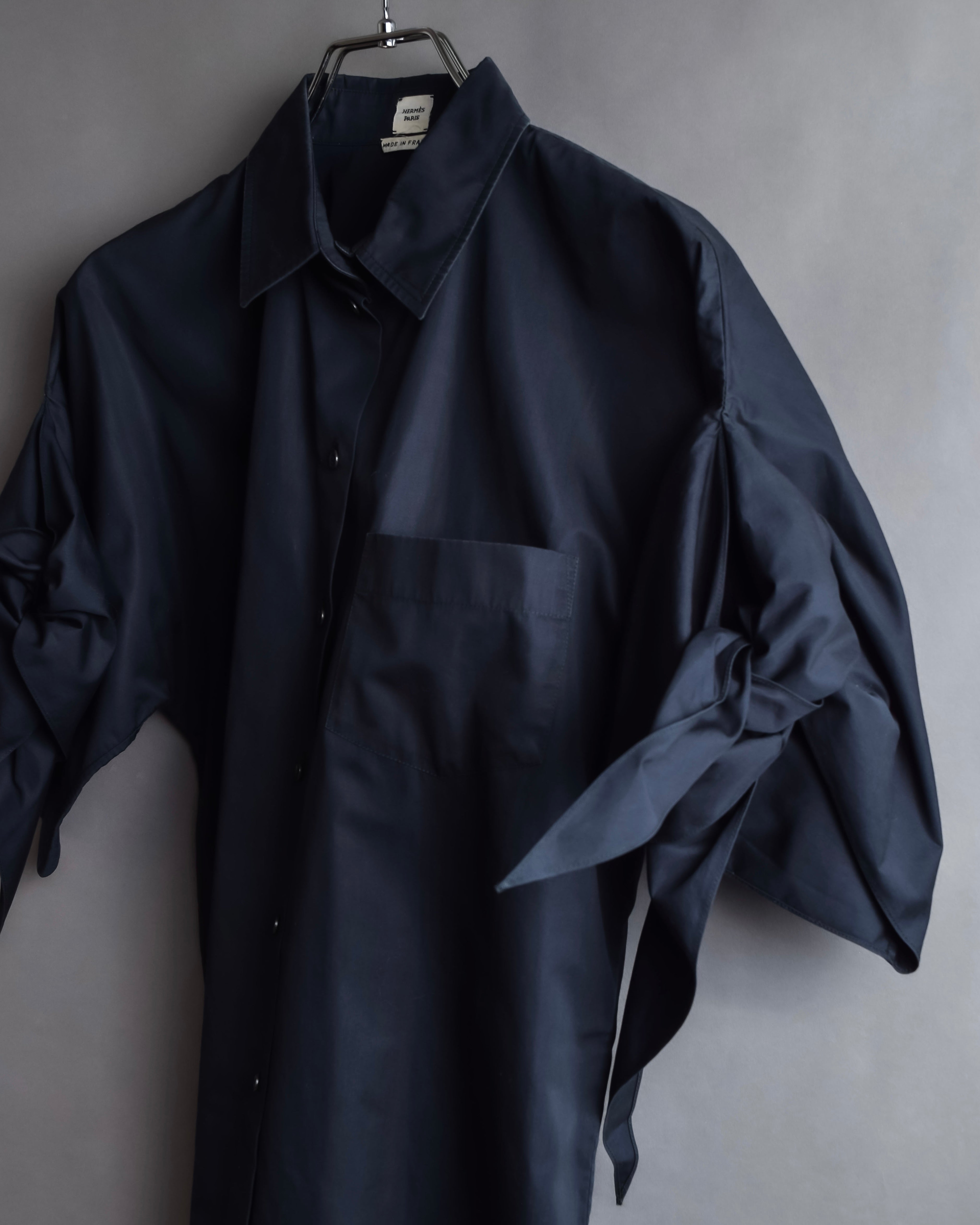 "HERMES" Gaultier period twisted sleeve cotton shirt