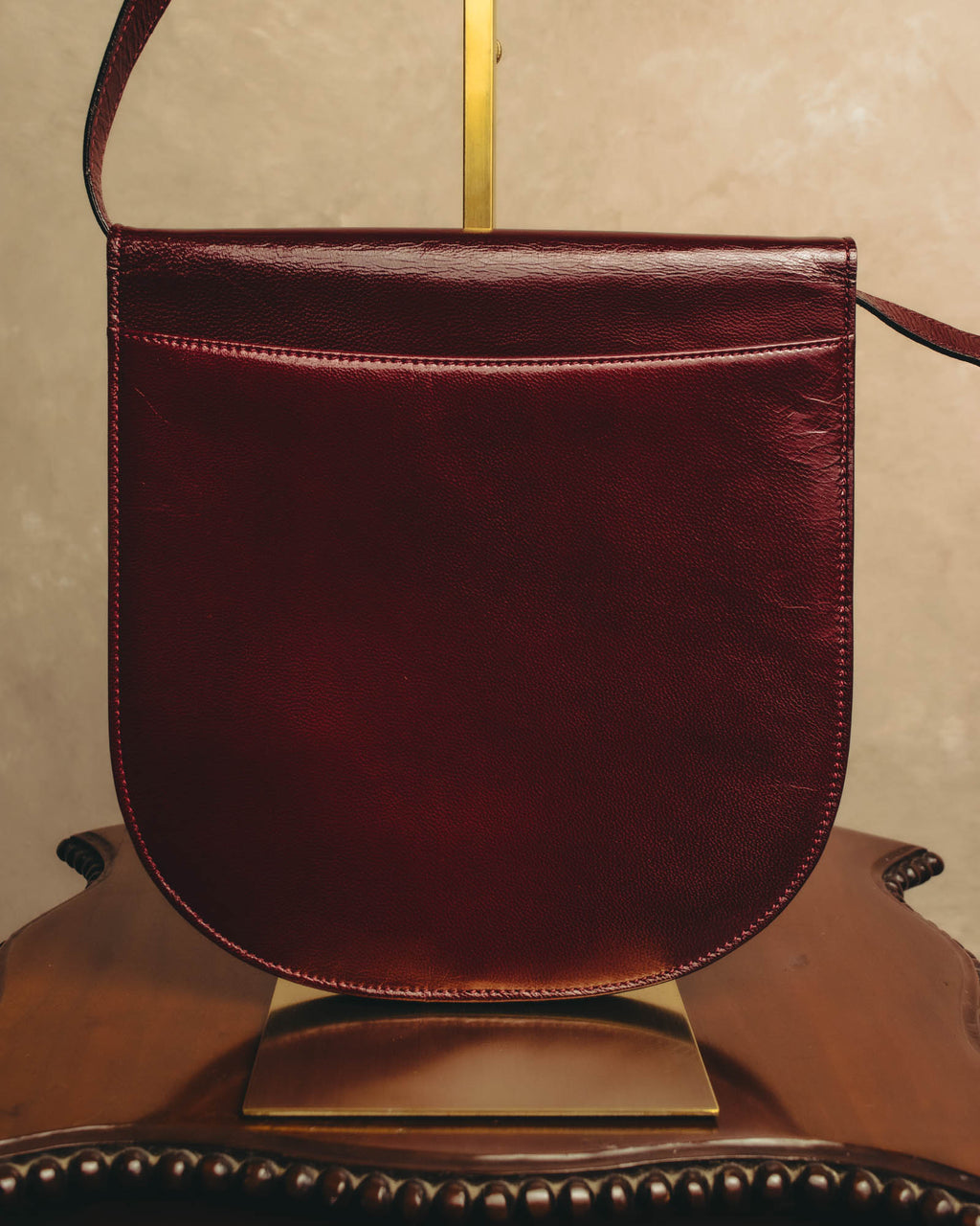 "Yves Saint Laurent" 80's-90's Burgundy embossed leather shoulder bag