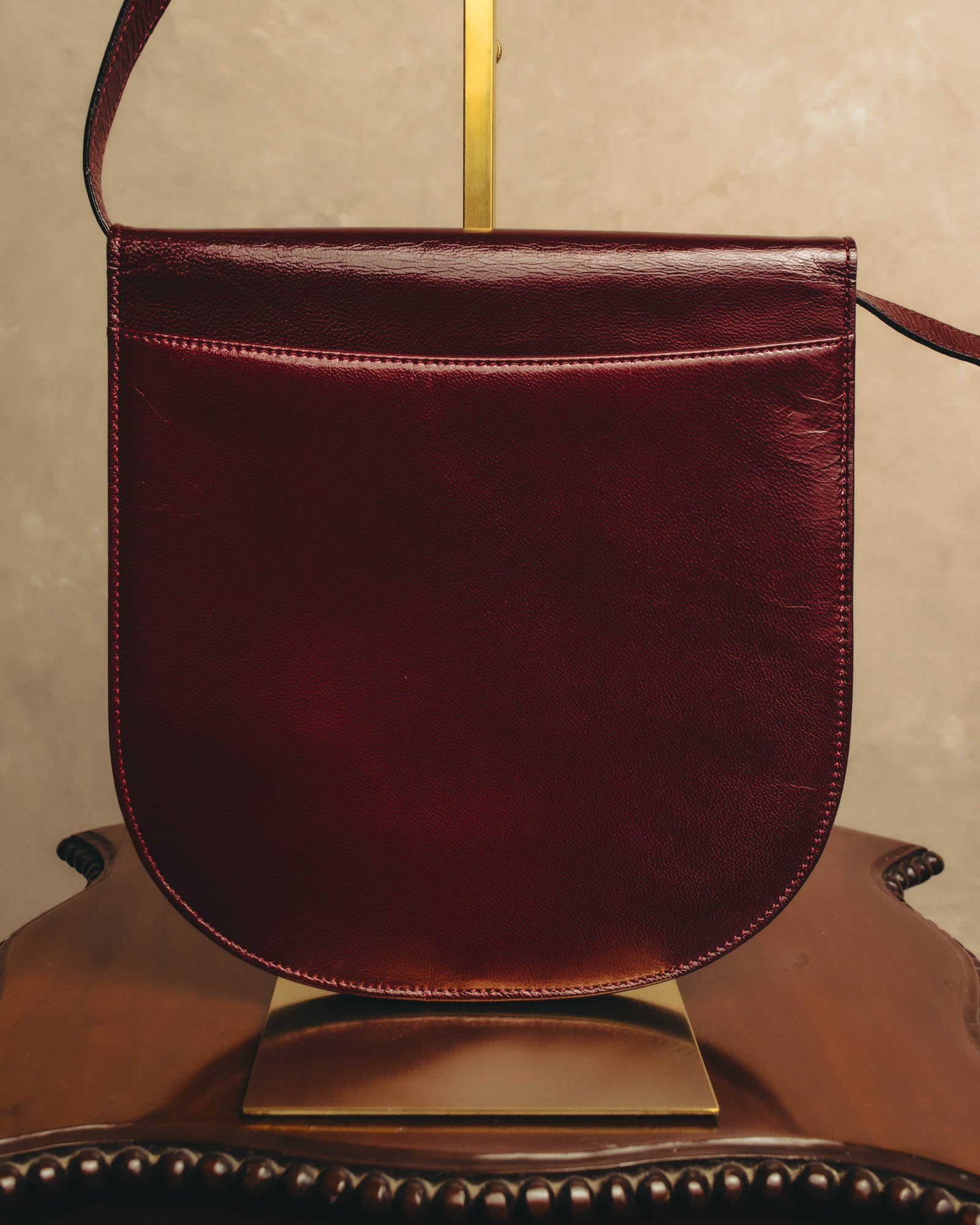 "Yves Saint Laurent" 80's-90's Burgundy embossed leather shoulder bag