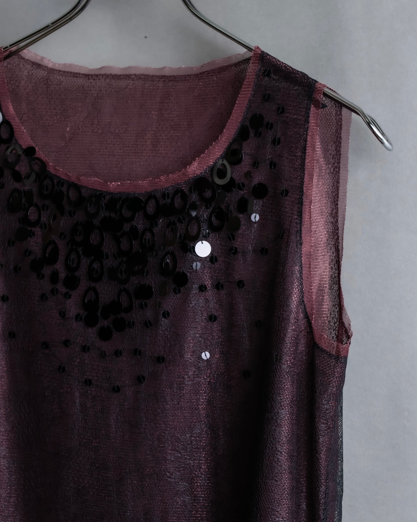 "LANVIN" Sequined bejeweled sleeveless pullover