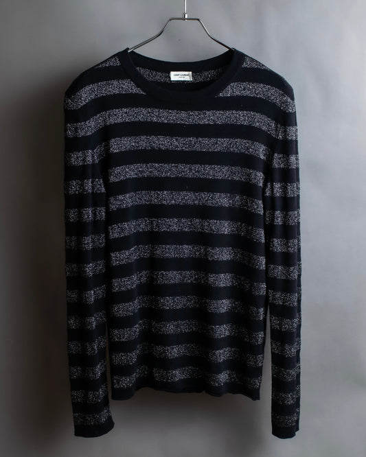 "Saint Laurent Paris" Glittery border pattern relaxed knit