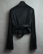 -SPECIAL- “ANN DEMEULEMEESTER” Pre-2012 asymmetric cropped satin biker jacket