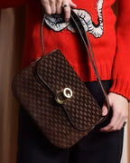 "GUCCI" 70's Embossed suede flap shoulder bag