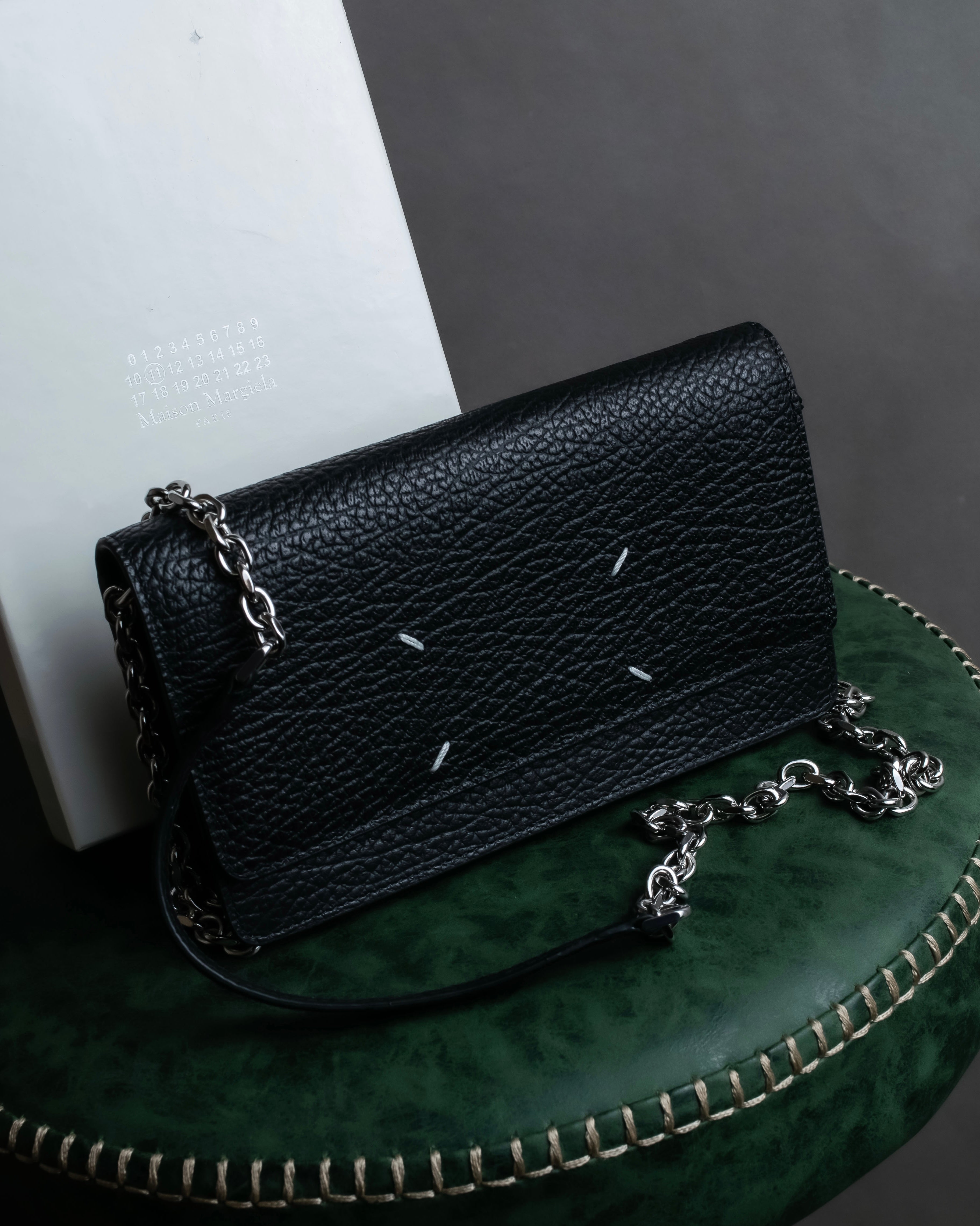 "MAISON MARGIELA" Grained leather chain wallet bag