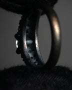“Vintage” Textured pavé set solitaire ring