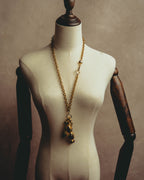 -SPECIAL - “CHANEL” 70’s-80’s Gripoix glass cabochon charm sautoir necklace