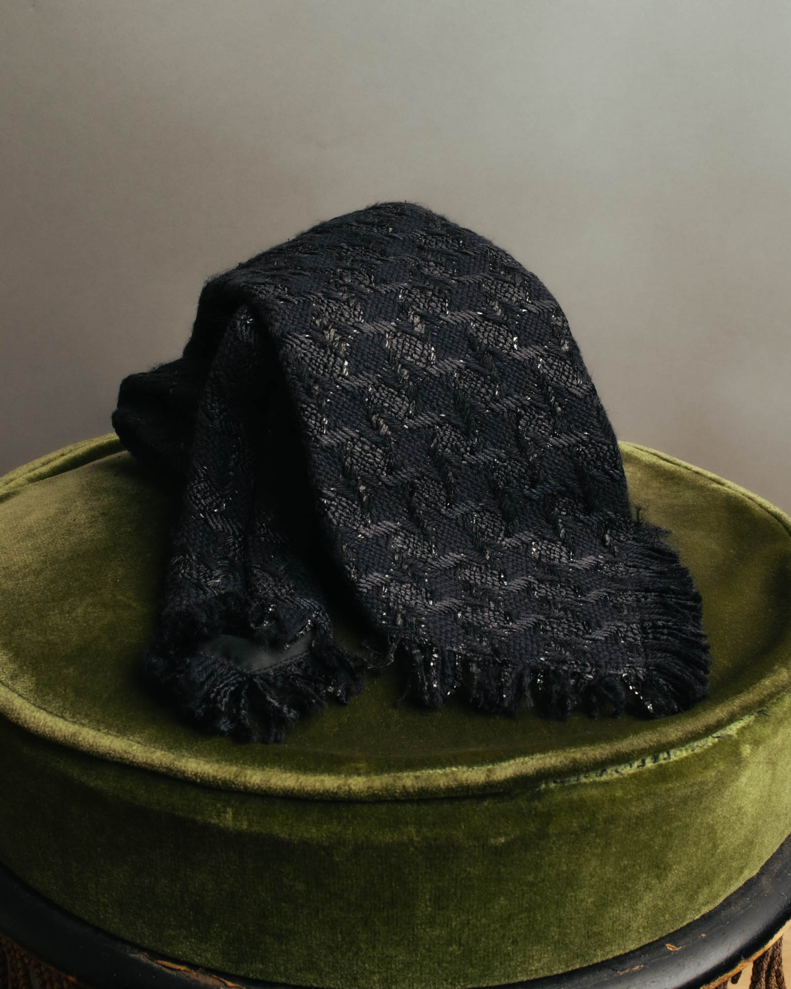 -SPECIAL- “CHANEL” 05Spring black tweed fringe necktie
