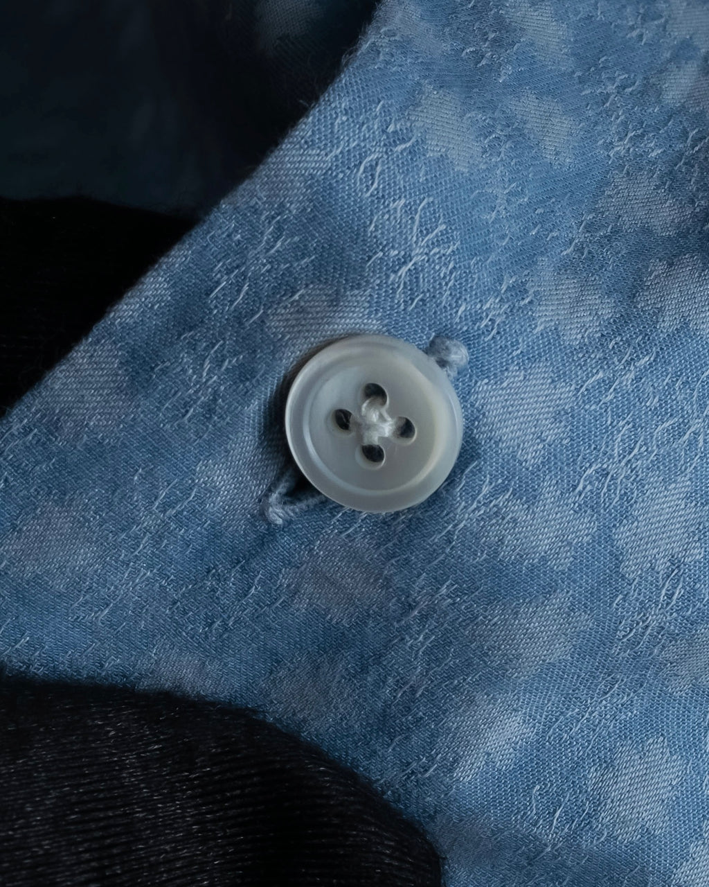 "HERMES" Saxe blue jacquard cotton shirt