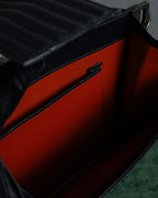 "YVES SAINT LAURENT" Straight ridge design square forum leather bag