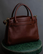 "Valentino Garavani" Reddish brown trapezoid silhouette 2way leather bag