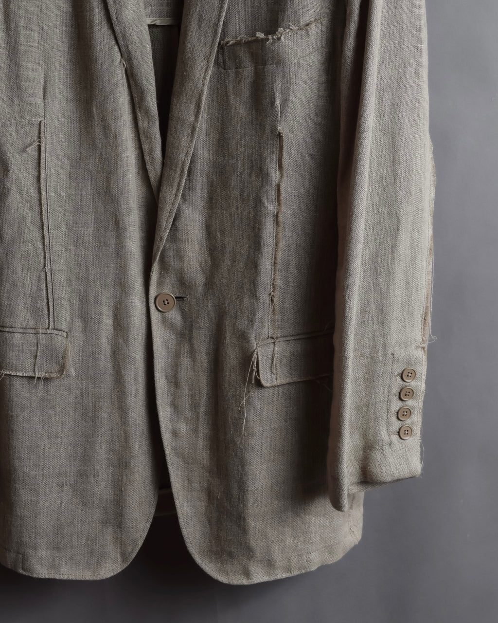"Dolce & Gabbana" Raw edge frayed linen tailored jacket