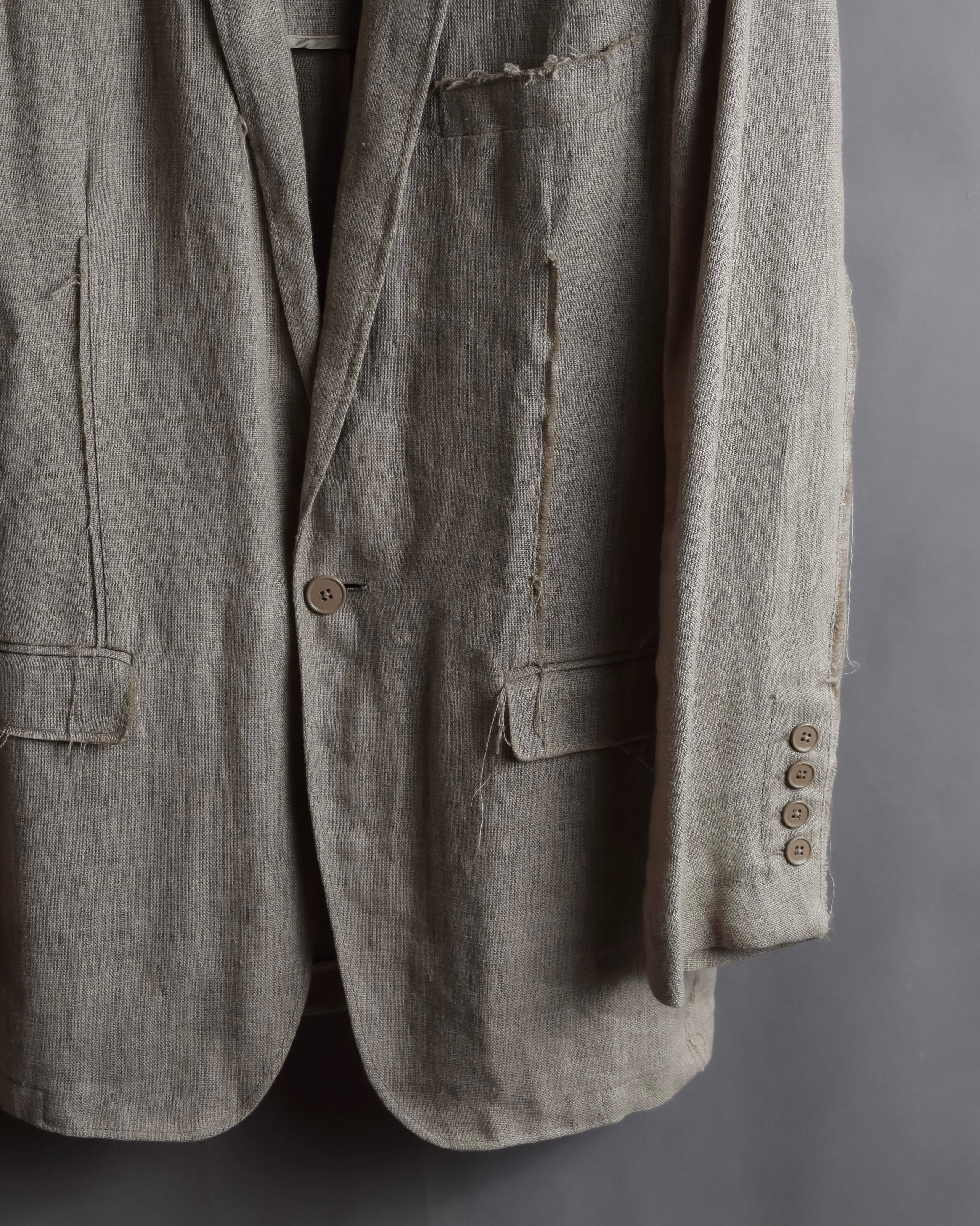 "Dolce & Gabbana" Raw edge frayed linen tailored jacket