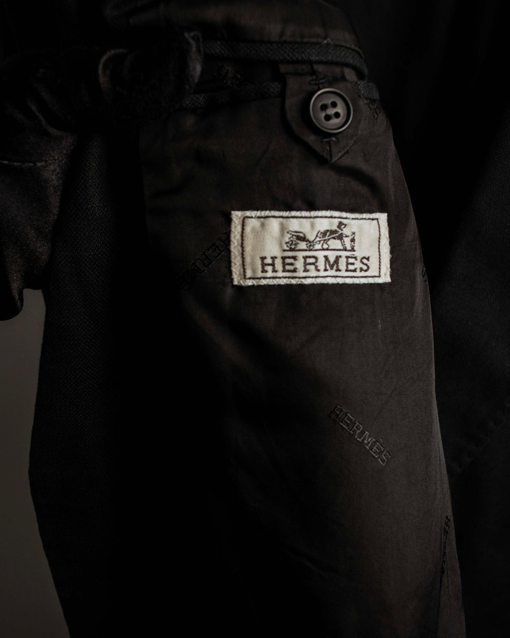 "HERMES" 90's Elegantly relaxed cotton linen tailored jacket