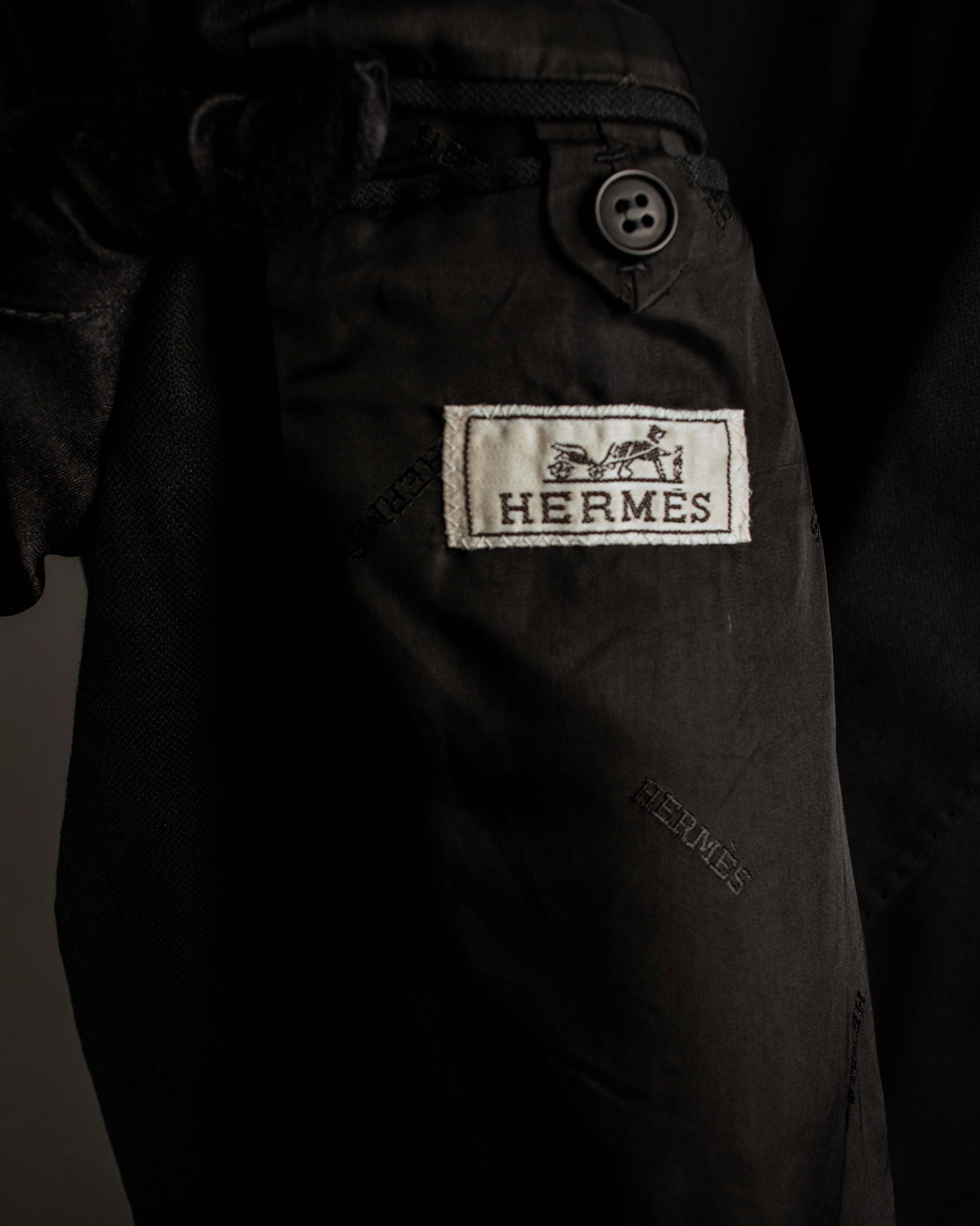 "HERMES" 90's Elegantly relaxed cotton linen tailored jacket