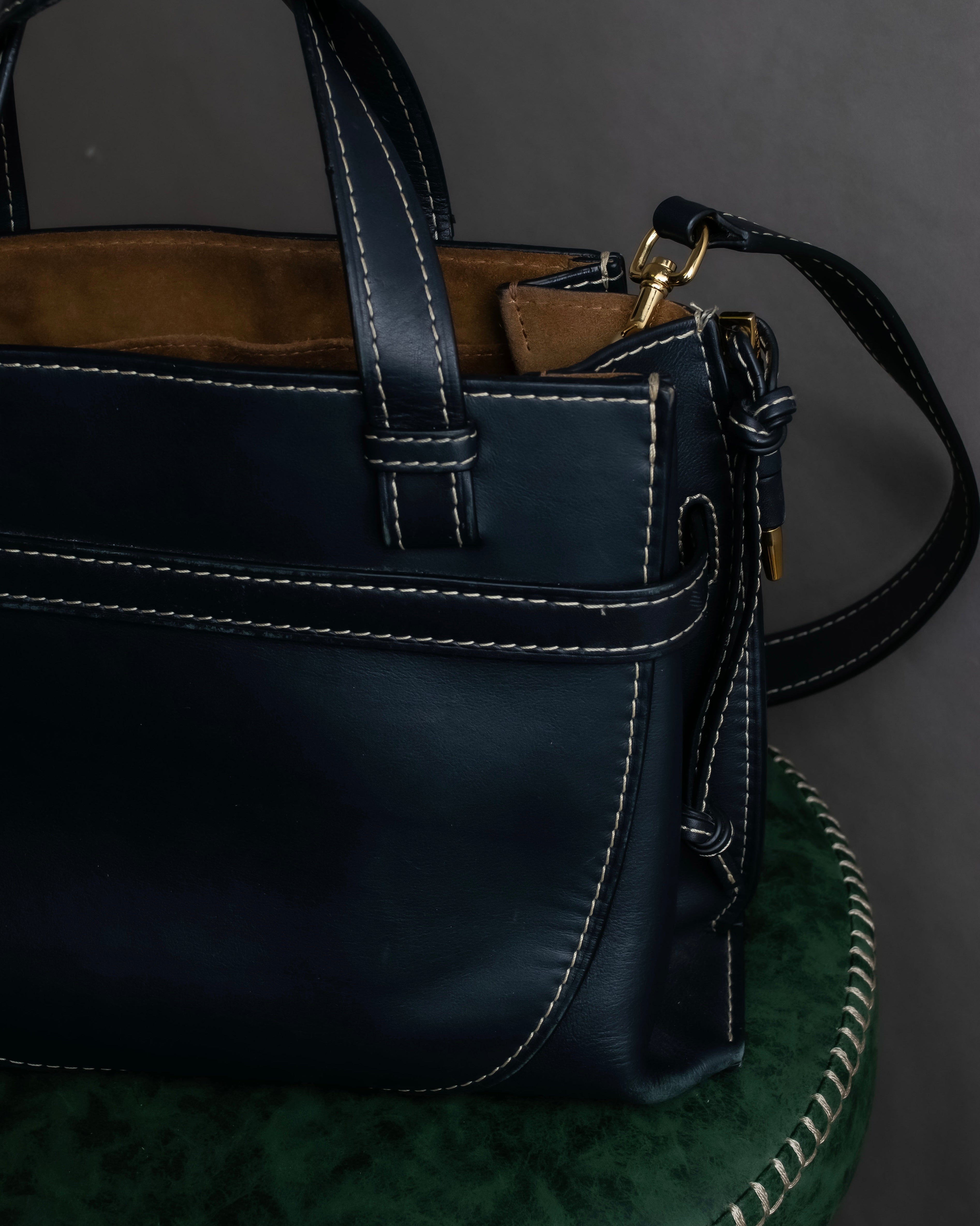 "LOEWE" Gate top handle 2way leather bag
