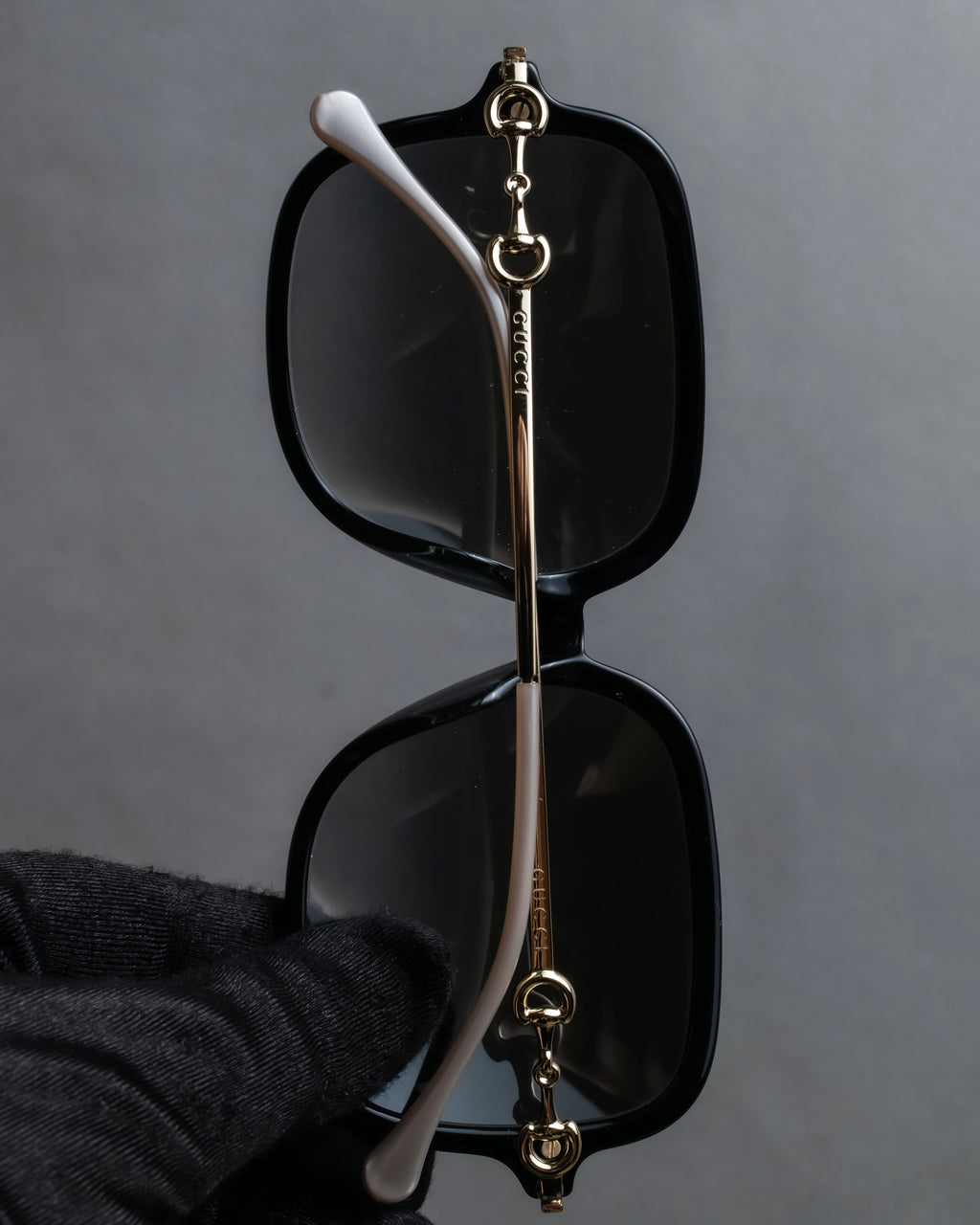 "GUCCI" Horsebit motif temple design big square frame sunglasses