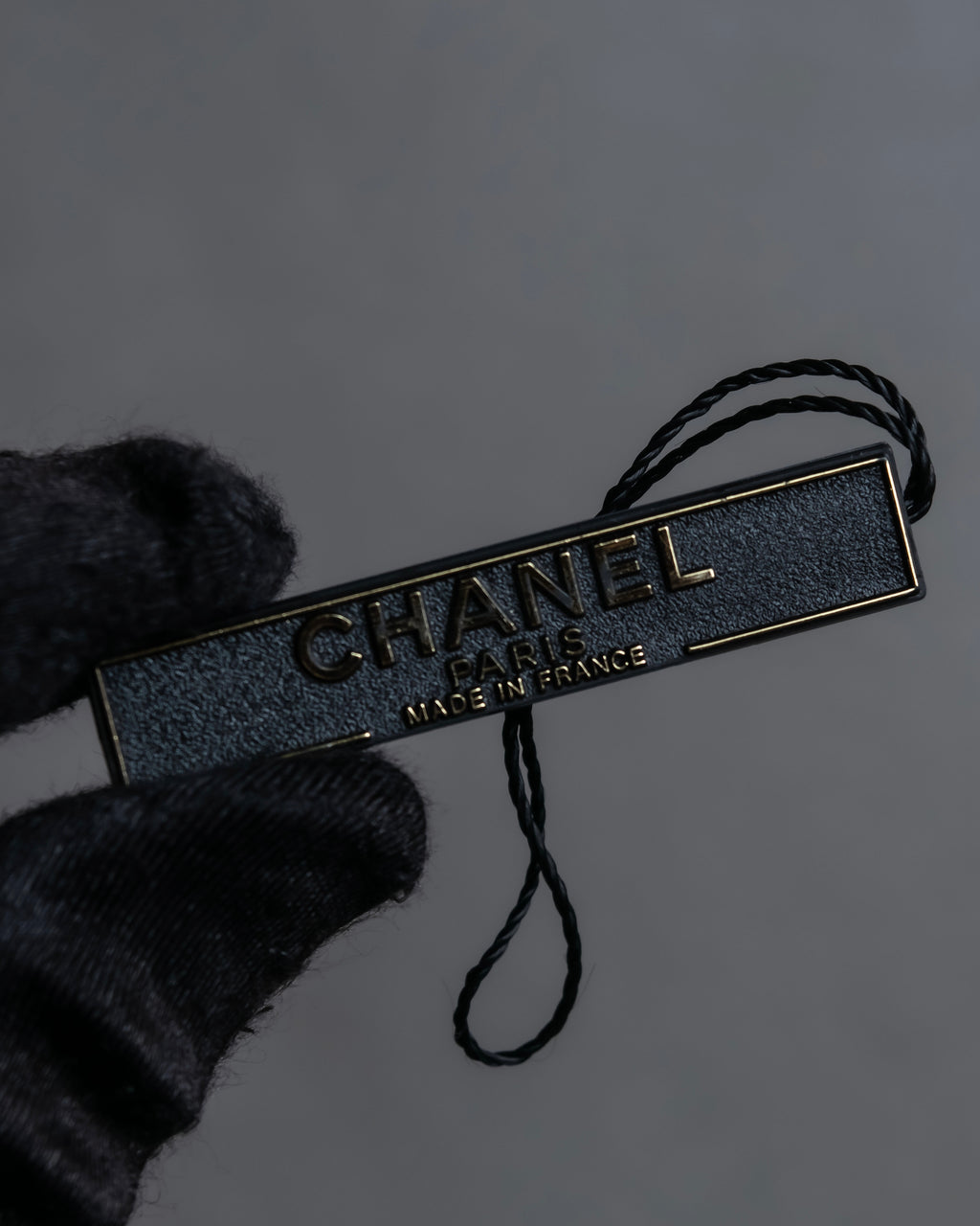"CHANEL" Black camellia motif brooch