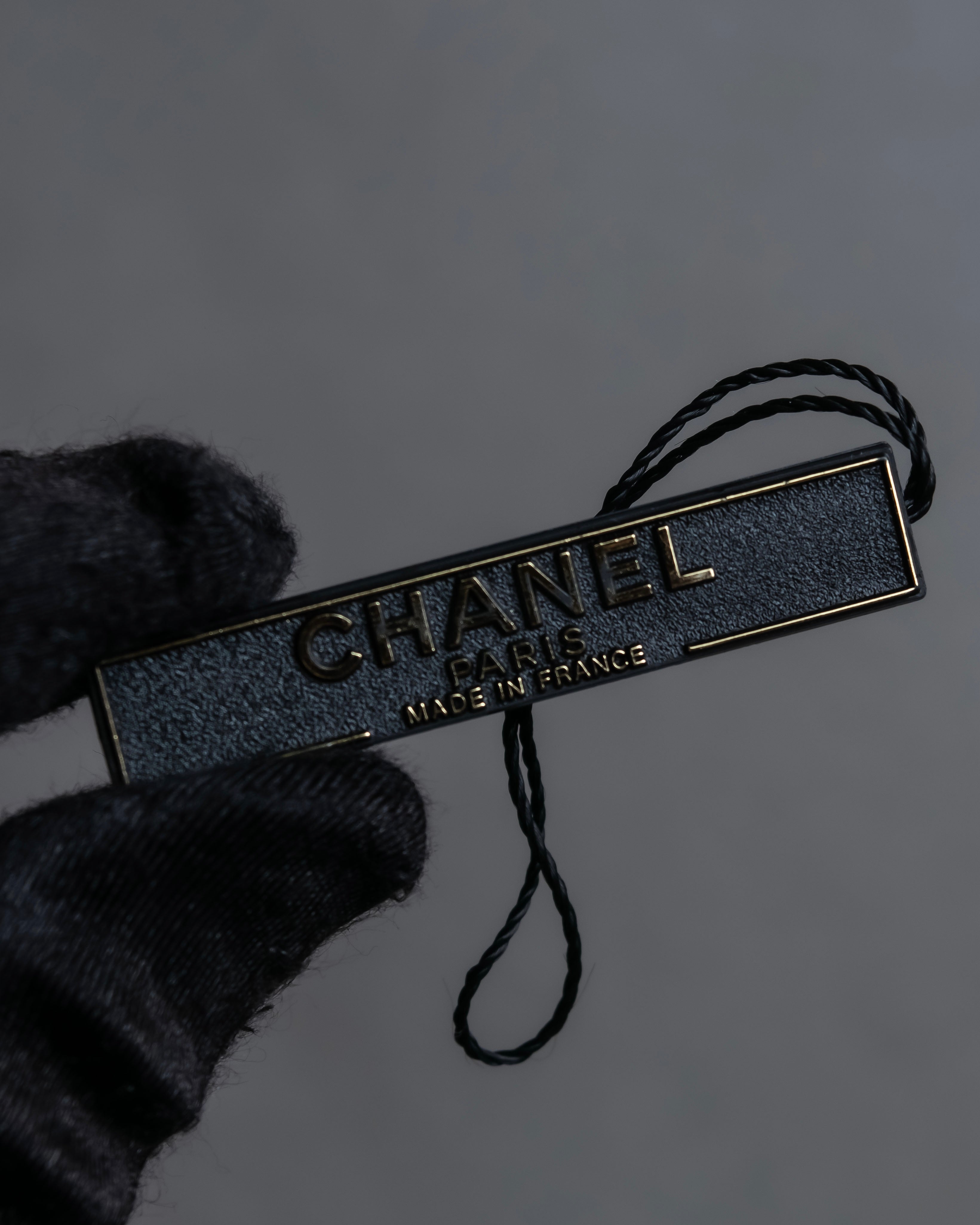"CHANEL" Black camellia motif brooch