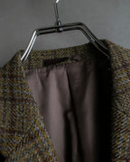 "BURBERRYS" Elbow patch design gun club check tweed jacket