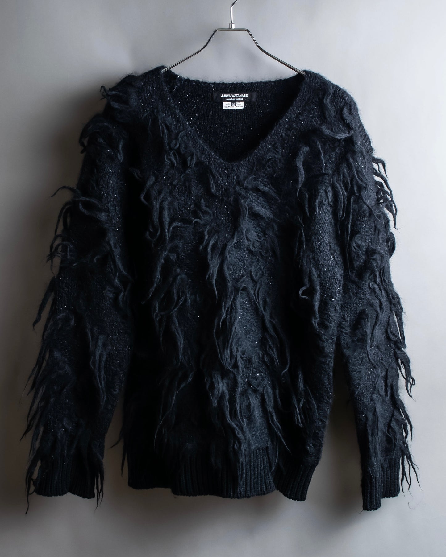 "JUNYA WATANABE COMME des GARCONS" Fringe design brushed V-neck knit pullover