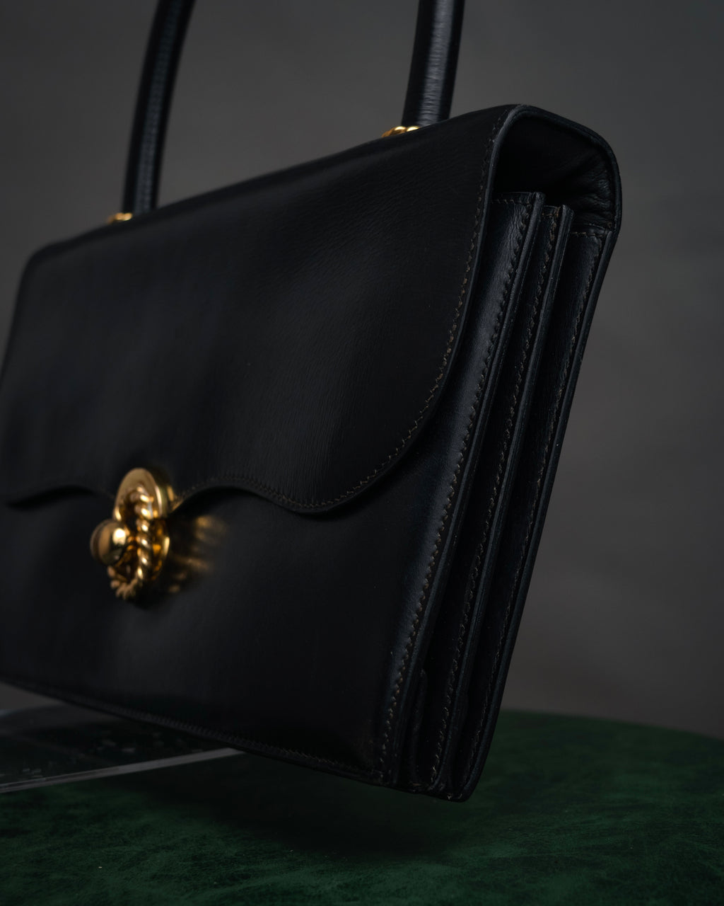 –SPECIAL– “HERMES” 50’s-60’s Escale box calf top handle bag