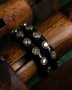 "Christian Dior" Gold metal＆black enamel combination design ring