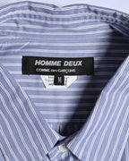Comme des Garçons Homme Deux/ Cotton Stripe Patterned Long Shirt Blue