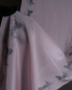 "CELINE" Sulky pattern pink silk long scarf