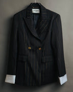 -SPECIAL-“SAINT LAURENT” 18's- Modern pinstripe double breasted jacket