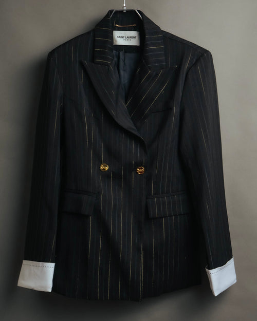 -SPECIAL-“SAINT LAURENT” 18's- Modern pinstripe double breasted jacket