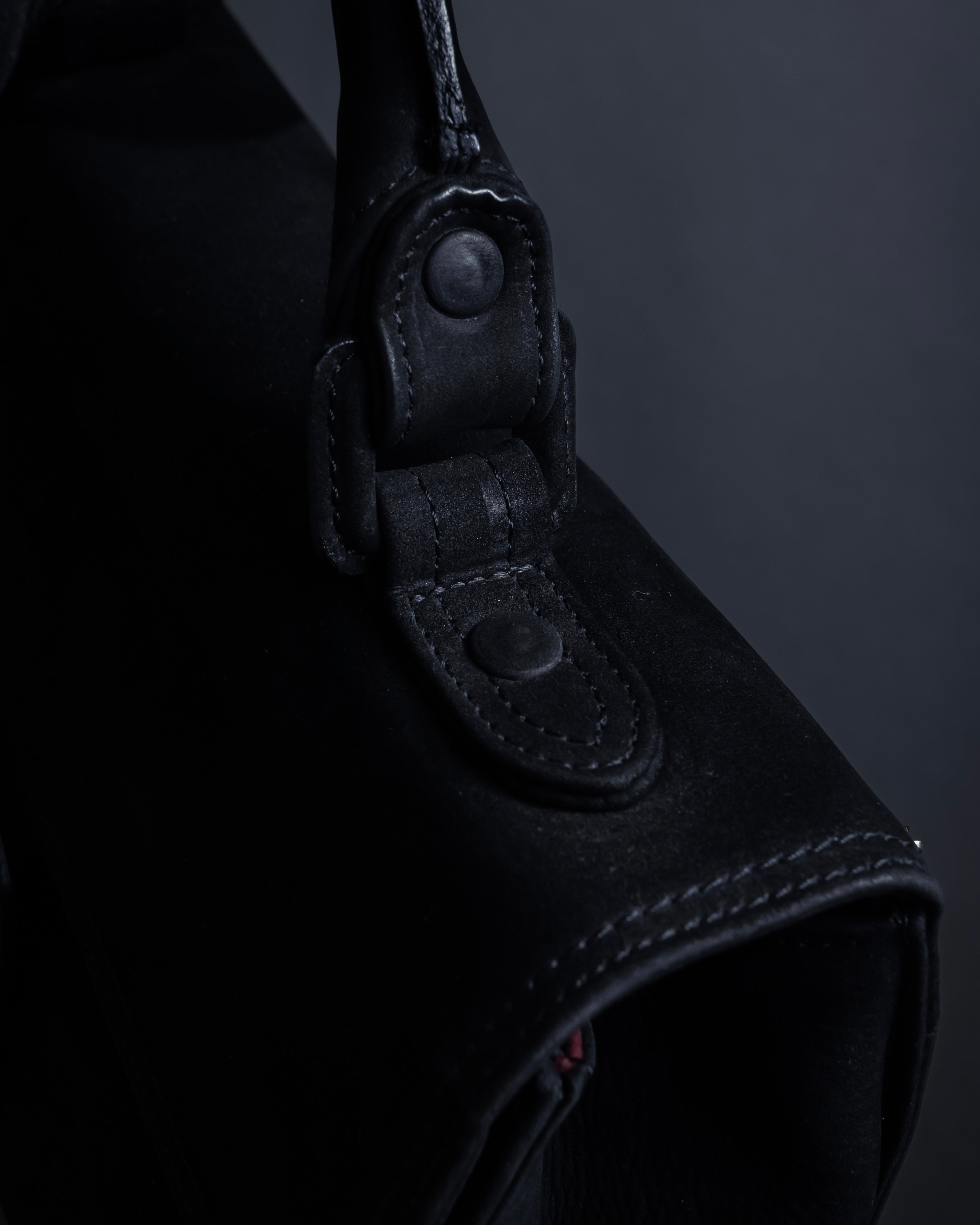 "JEAN PAUL GAULTIER" Front clasp design suede leather hand bag