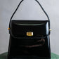 "BALLY" Trapezoid design patent leather one handle leather bag