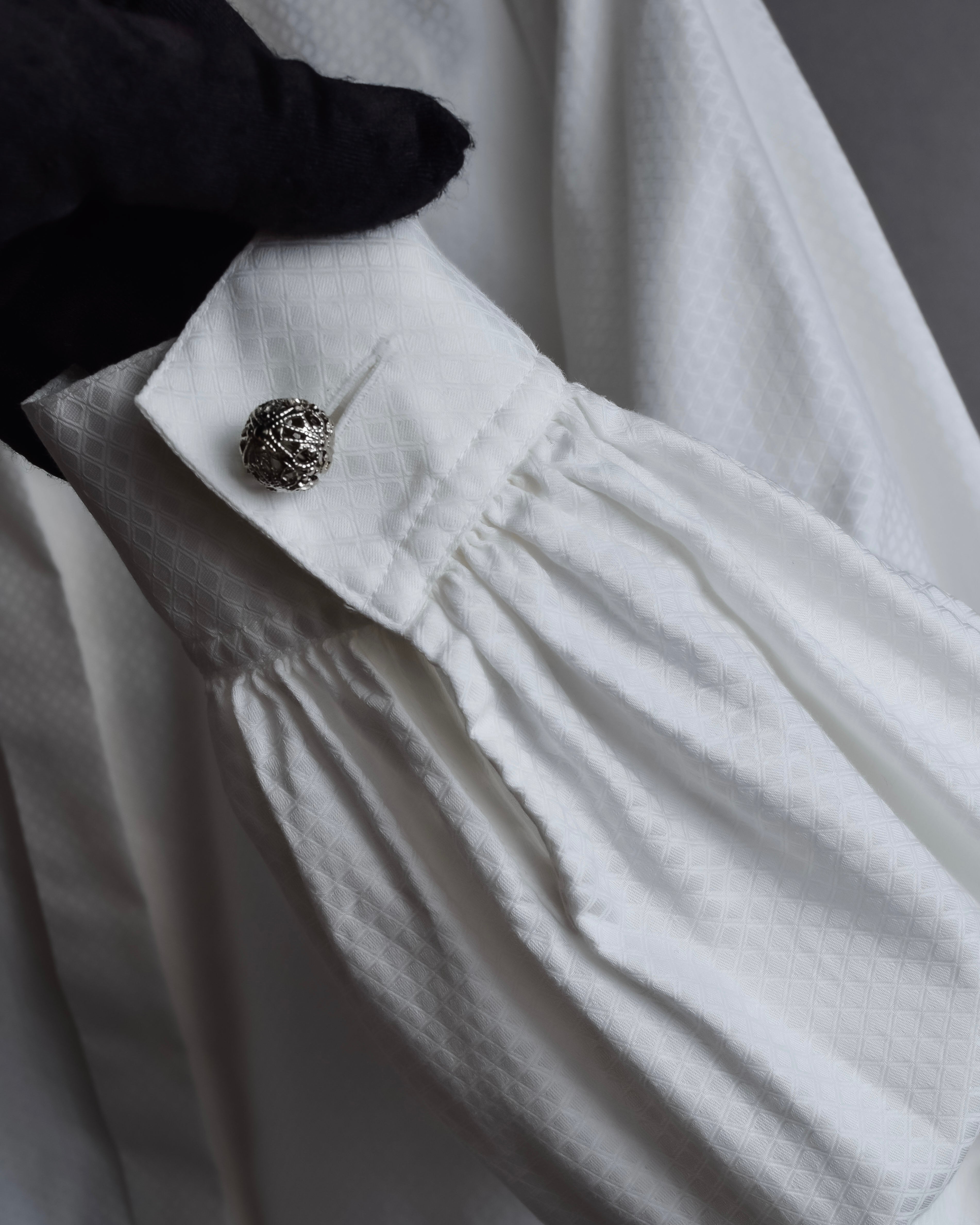 "Christian Dior" Diamond pattern woven metal button shirt