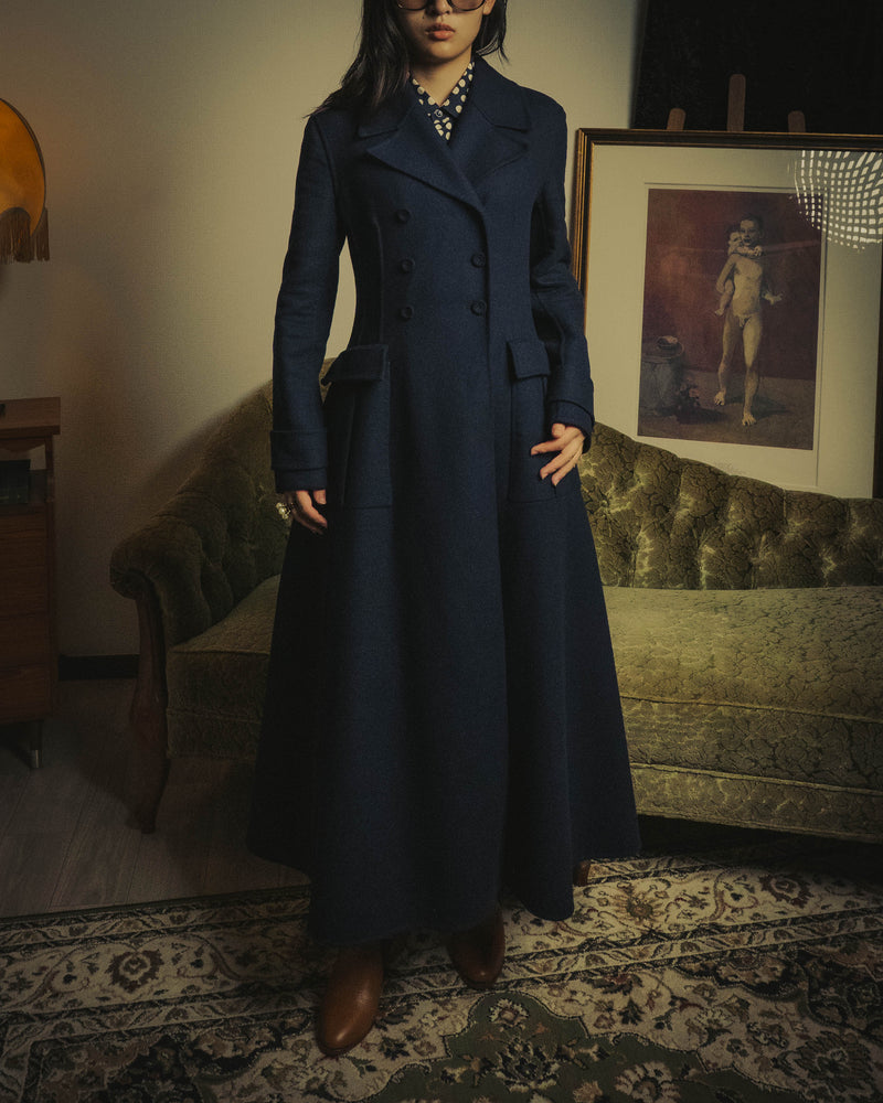 -SPECIAL- “Christian Dior” 2017 AW Navy double breasted A line long coat
