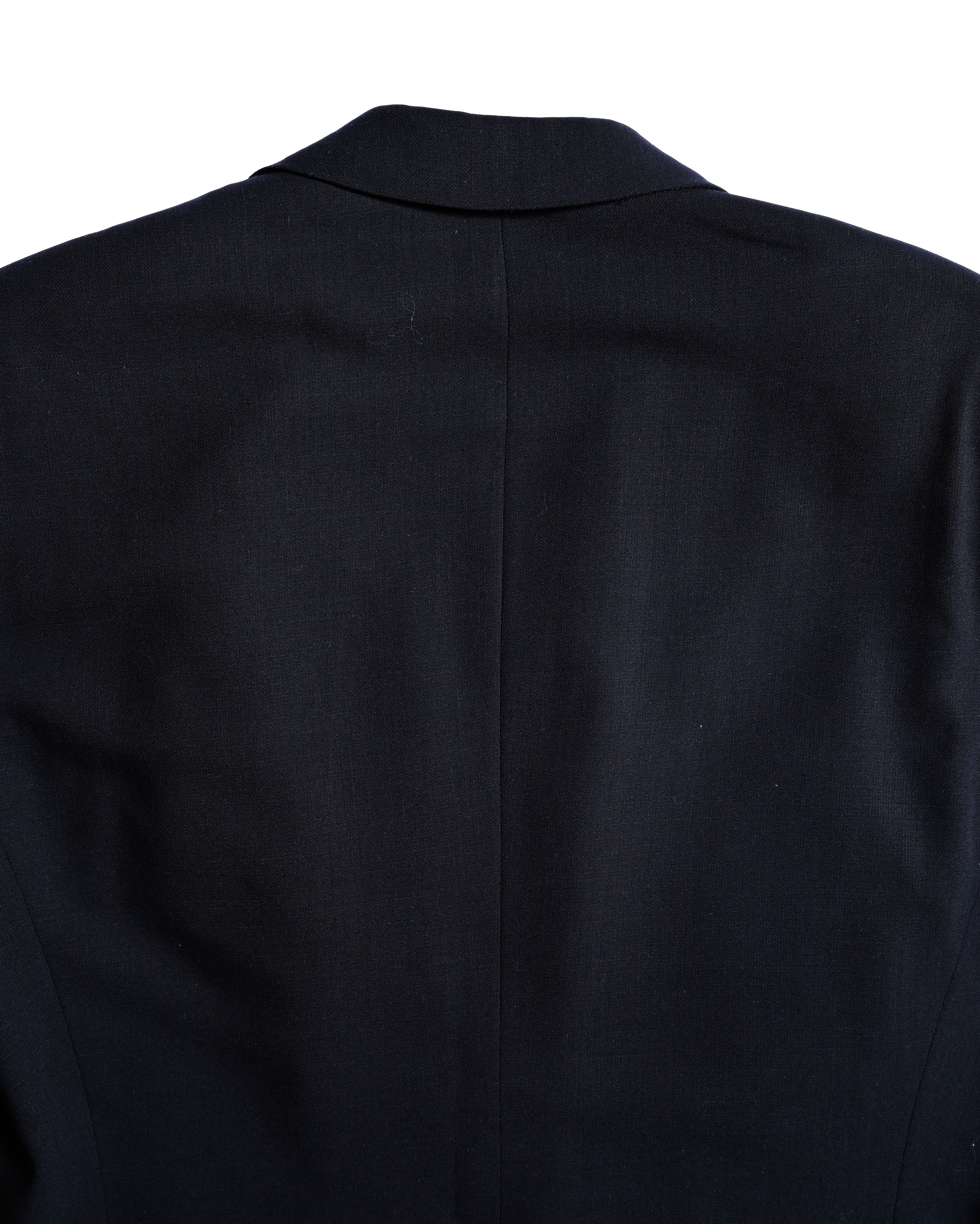GIORGIO ARMANI/ Curved Lapel Oversized Double Breasted Tailored Jacket Navy
