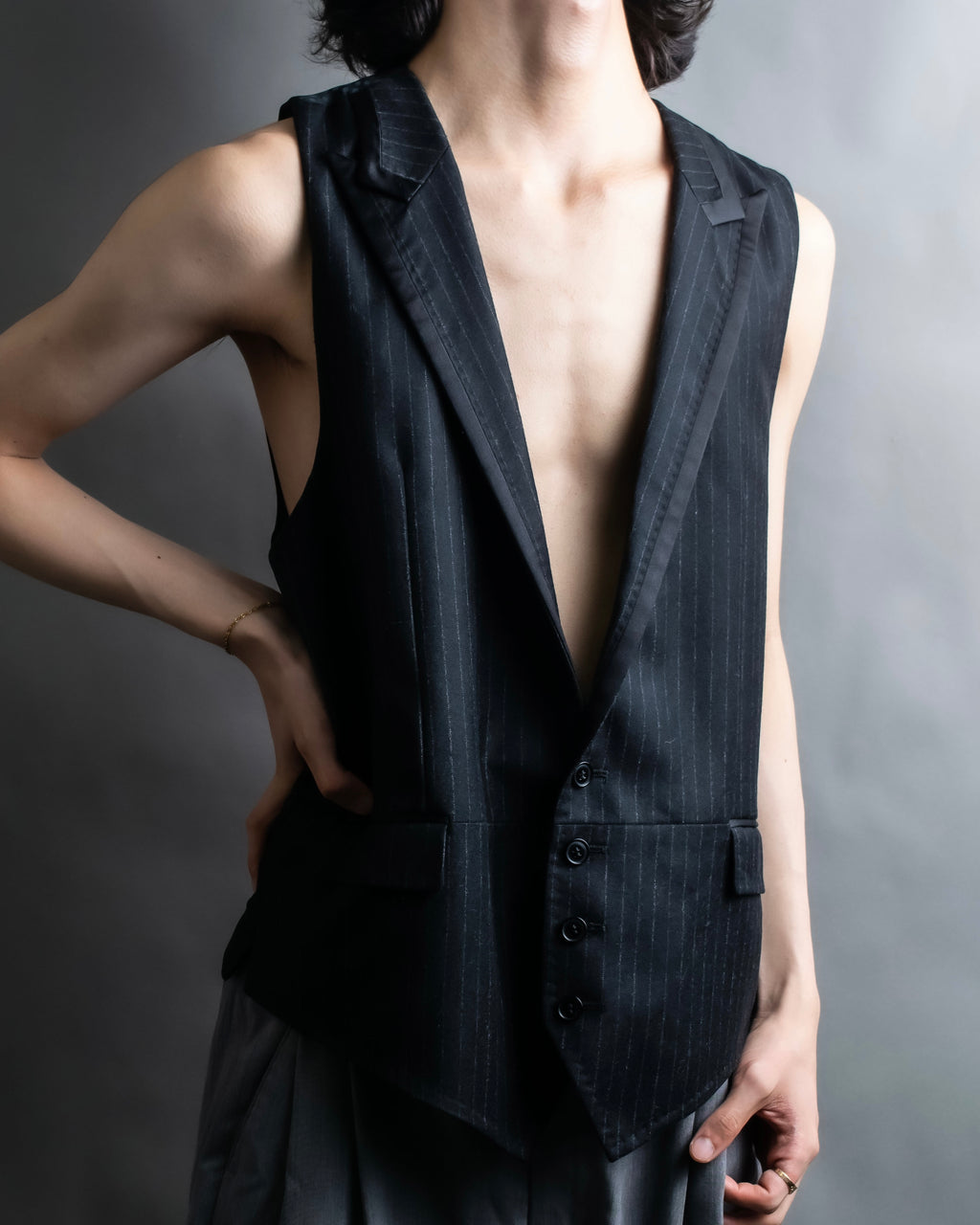 "DOLCE & GABBANA" Pattern switching peak lapel gilet