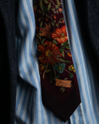 "GUCCI" Flower motif vintage logo design silk neck tie