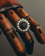 -SPECIAL- “Tiffany & Co.” 2000’s Pearl and black stone Ziegfeld cocktail ring
