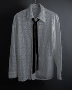 "GUCCI" Michele period floral lace design bow tie shirt