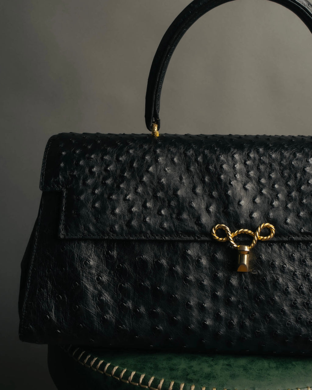 “Jardin des Sacs” 80’s-90’s Ostrich leather top handle bag