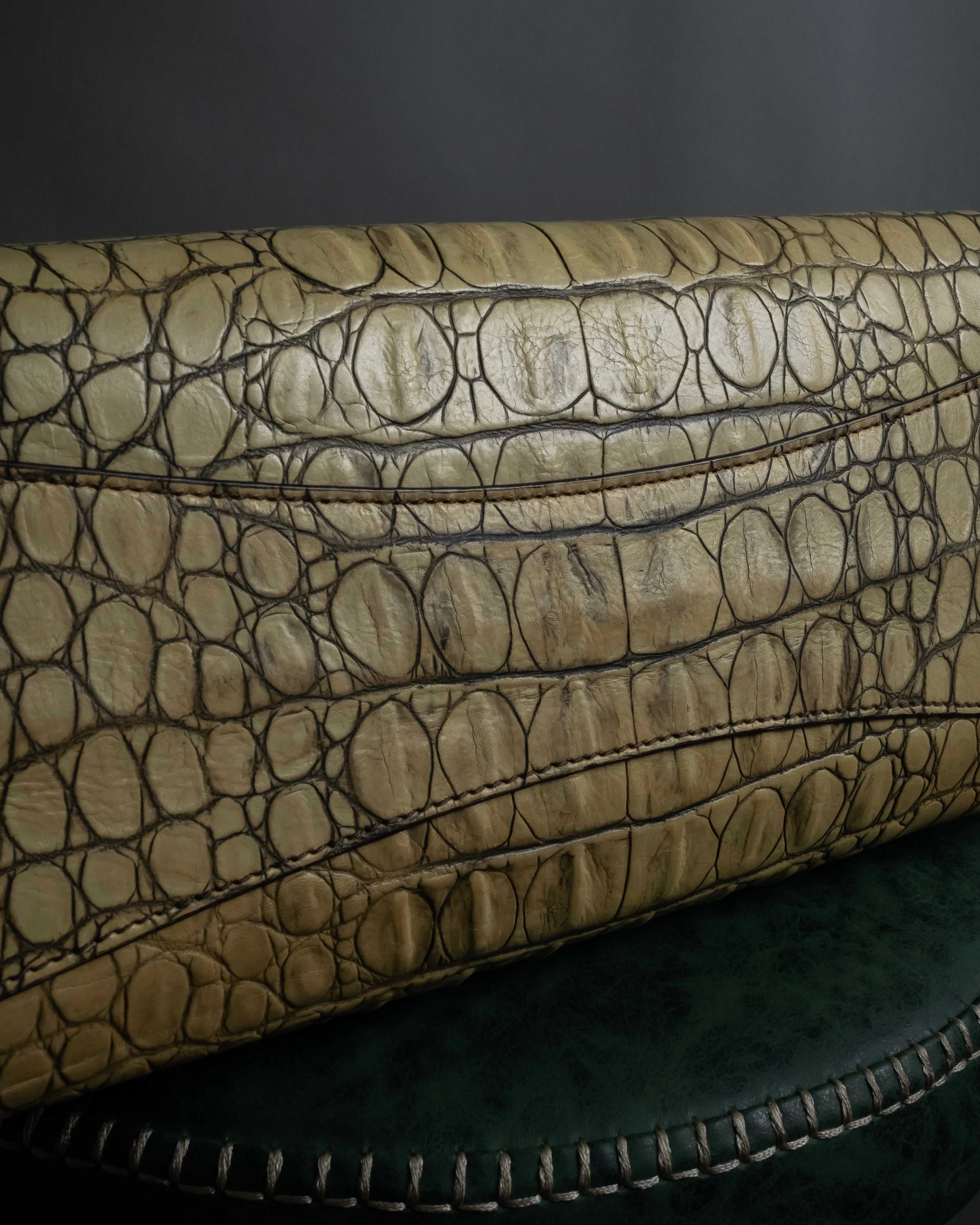 "MIU MIU" Belt strap design embossed leather hand bag