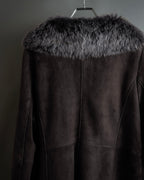 "NORTH BEACH" Smoky lamb fur design suede leather coat