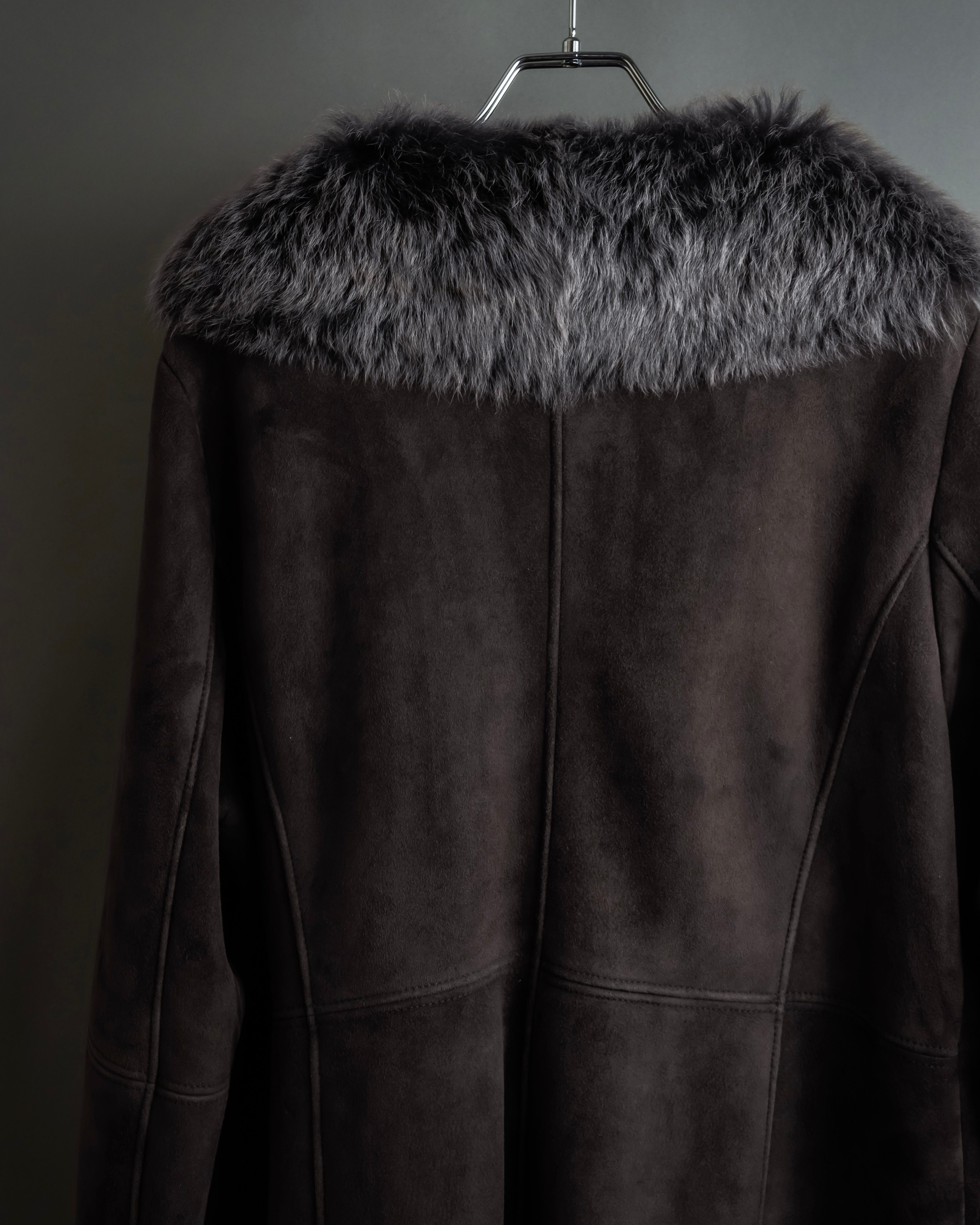 "NORTH BEACH" Smoky lamb fur design suede leather coat
