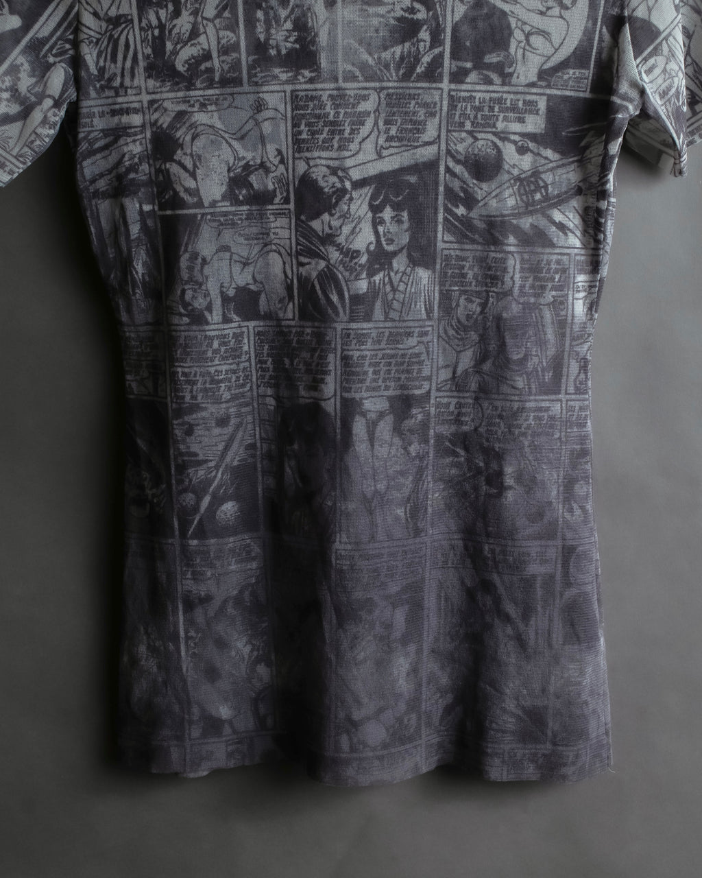 "JEAN PAUL GAULTIER JEANS" American comic book motif sheer short length pullover