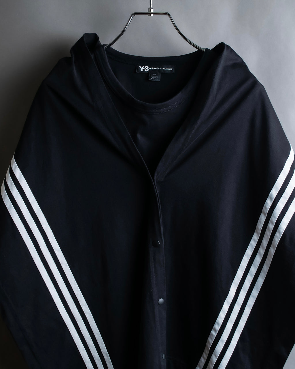 "Y-3" Asymmetrical three-stripes wrap dress