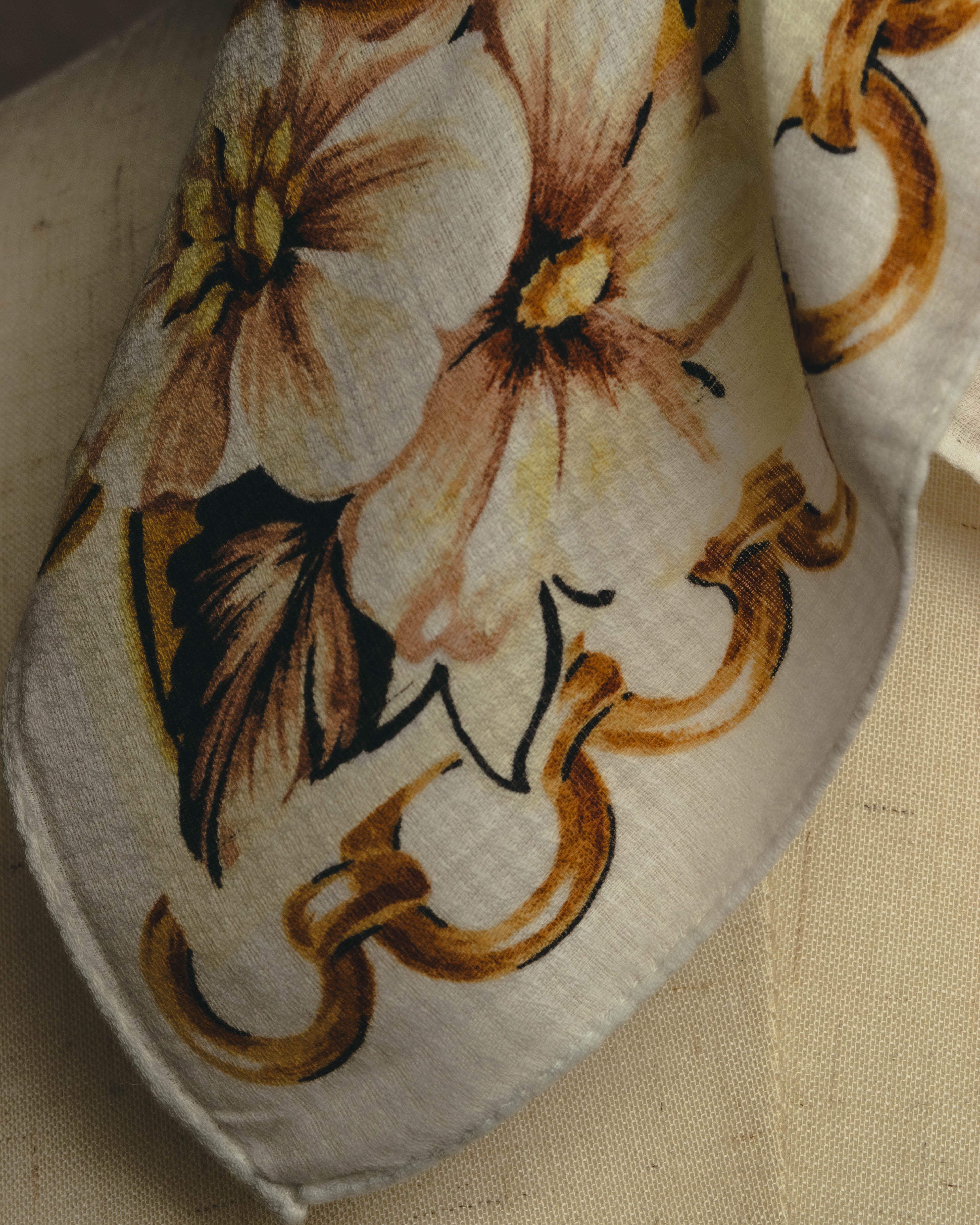 "CELINE" 90's-00's Floral printed cotton scarf