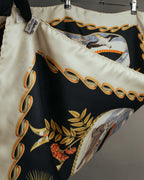 "Salvatore Ferragamo" 90's-00's Vintage arctic fauna and scrolling ribbon silk scarf