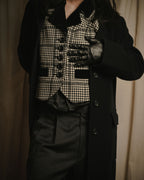 –SPECIALS– "Yves Saint Laurent" 90’s Mid gingham check velvet lapel tailored vest